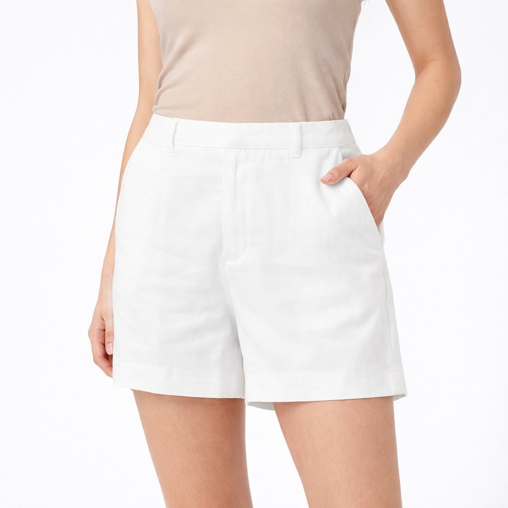A New Day White High Rise Dress Shorts Flat Front Pockets Womens Size 14